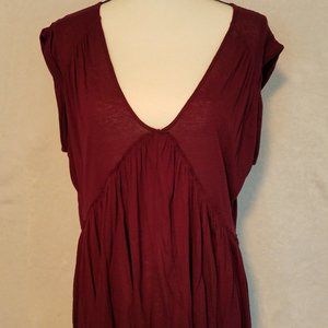 Free People Magenta Short-Sleeve Oversized Top